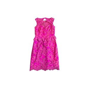 Lilly Pulitzer Dress Size 2 Kiri Lace Mambo Pink Sleeveless Peplum Cut Out Back